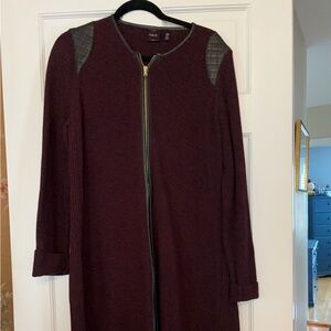 Rafaella Burgundy Long Sleeve Dress with Black Accents
